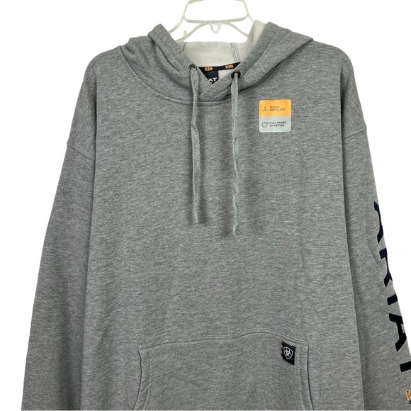 ARIAT Rebar Men’s Pullover Hoodie Sweatshirt Sz XL-Tall Gray Drawstring LS - Picture 2 of 11